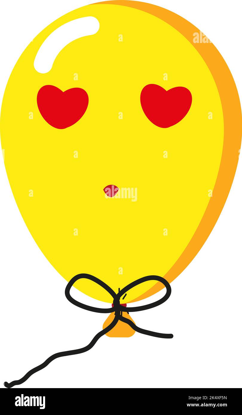 Ballon jaune amoureux, illustration, vecteur sur fond blanc. Illustration de Vecteur