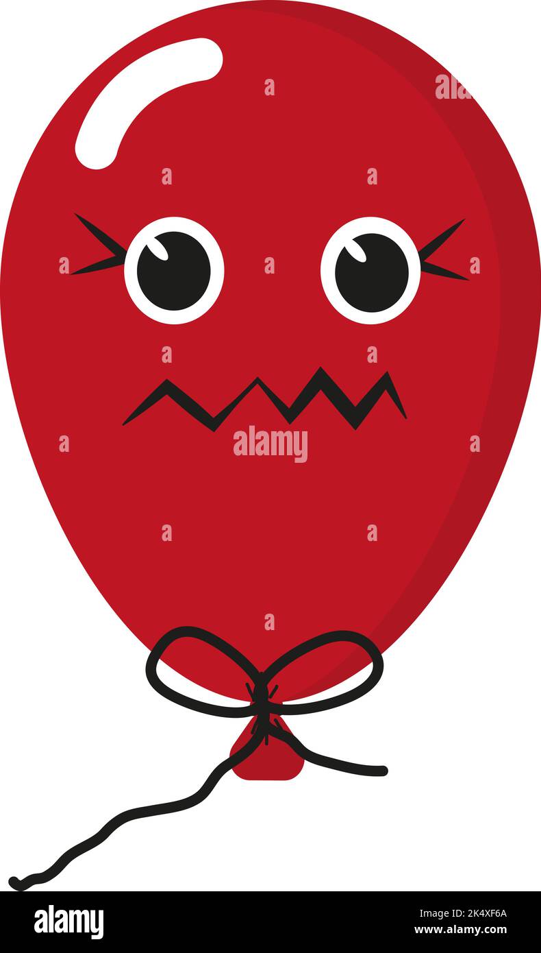 Ballon rouge agacé, illustration, vecteur sur fond blanc. Illustration de Vecteur