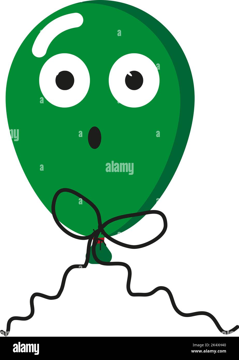 Ballon vert effrayé, illustration, vecteur sur fond blanc. Illustration de Vecteur