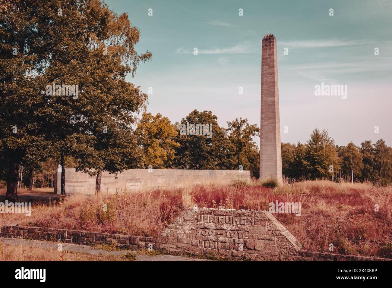 Memorial dans le camp de concentration de Bergen-Belsen Banque D'Images