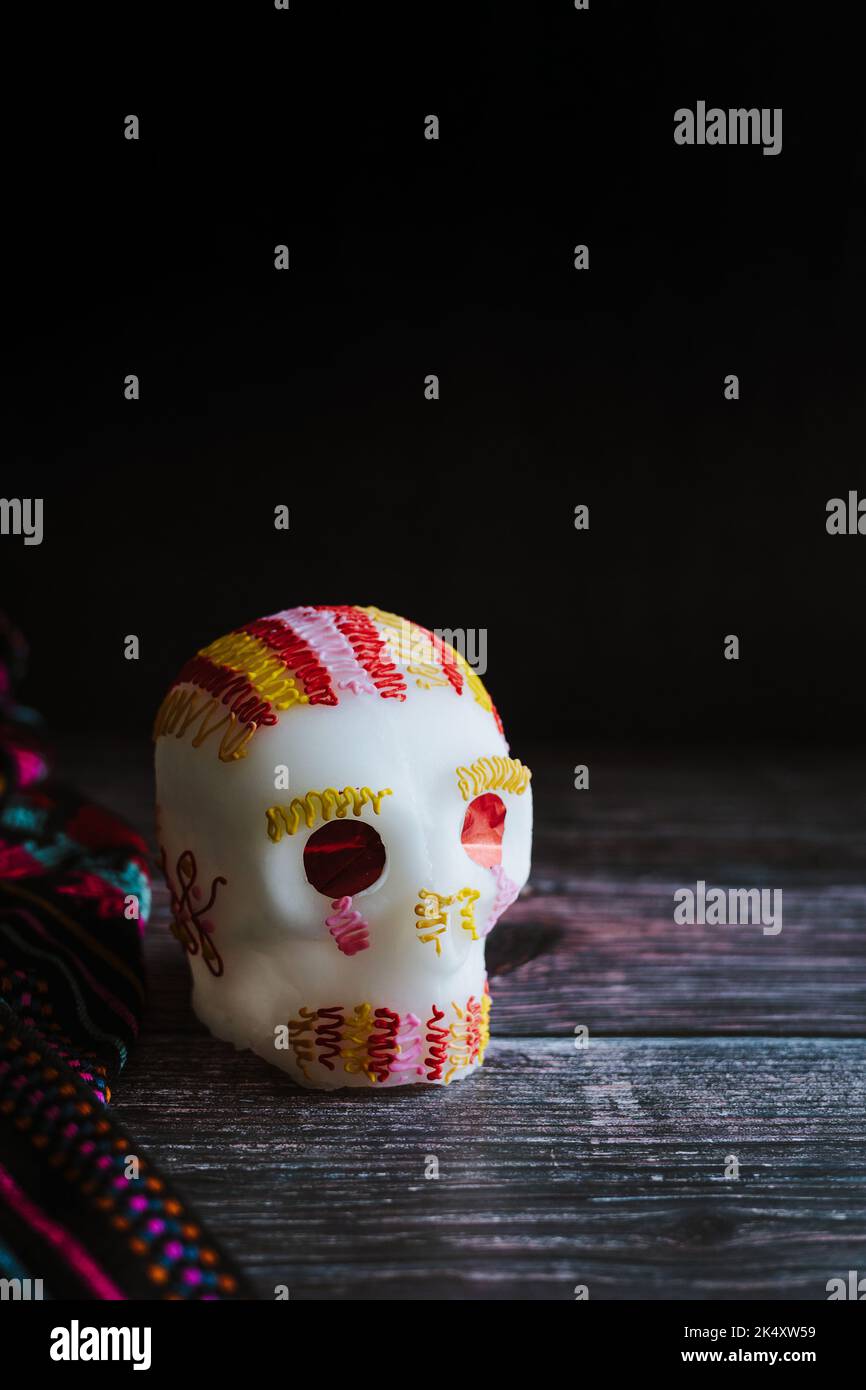 Crâne de sucre mexicain traditionnel pour le jour des morts au Mexique Banque D'Images