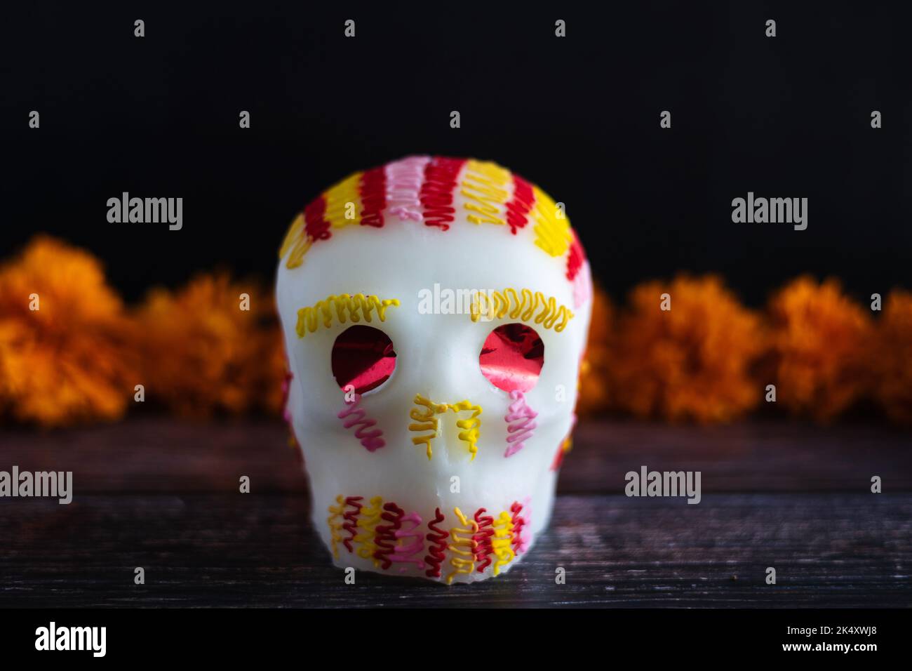 Crâne de sucre mexicain traditionnel pour le jour des morts au Mexique Banque D'Images