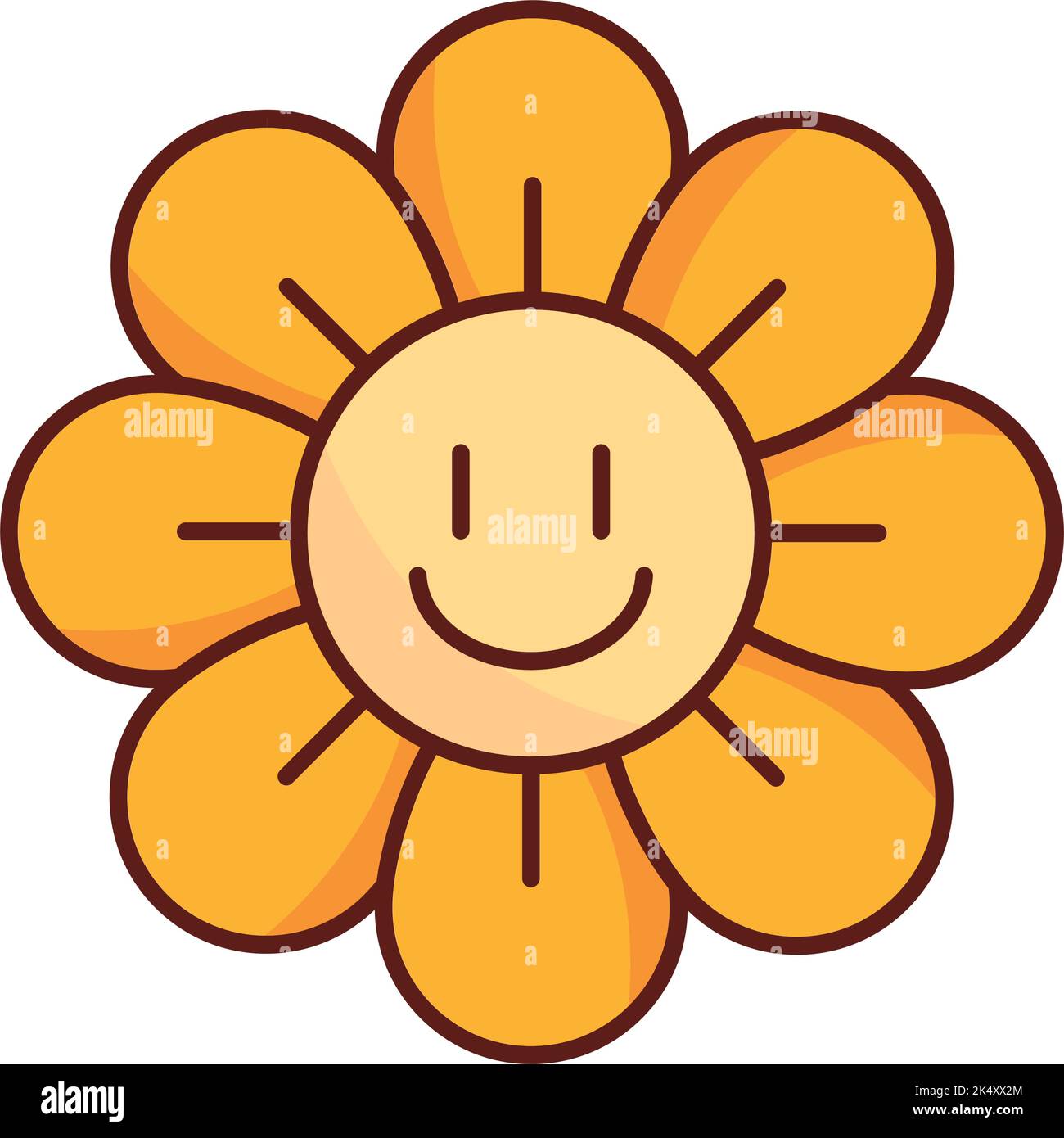 sourire fleur dessin animé rétro Illustration de Vecteur