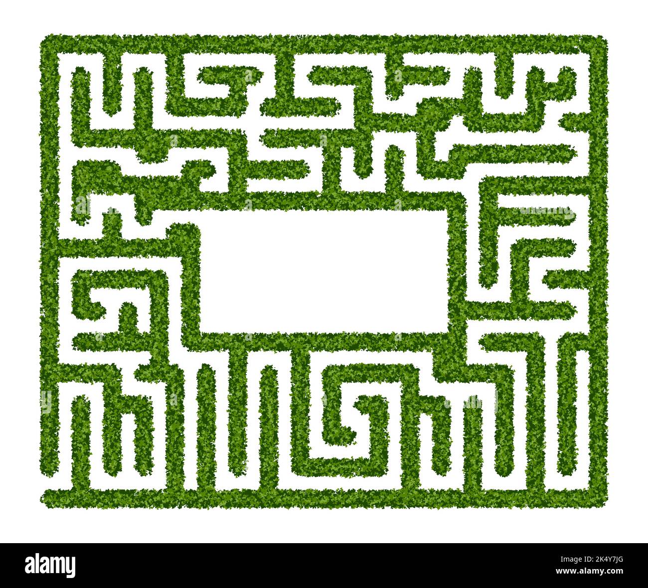 Labyrinthe de haies vert avec espace vide au centre sur fond blanc Illustration de Vecteur