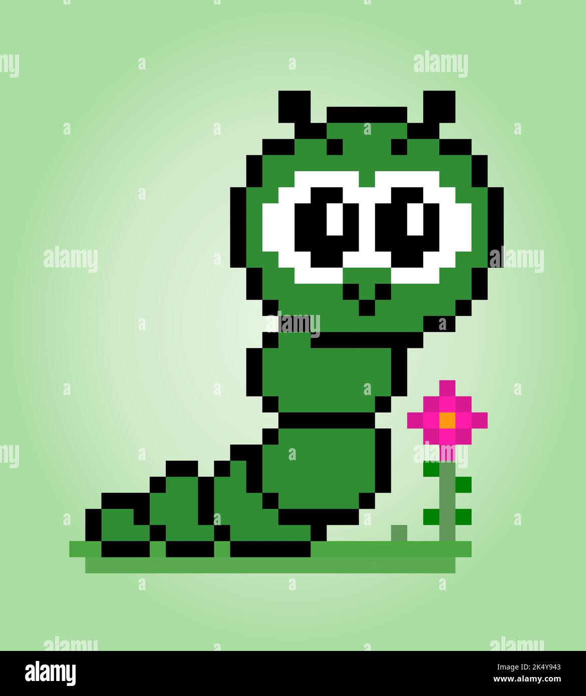 Caterpillar pixel 8 bits. Animaux pour les ressources de jeu dans l'illustration vectorielle. Illustration de Vecteur