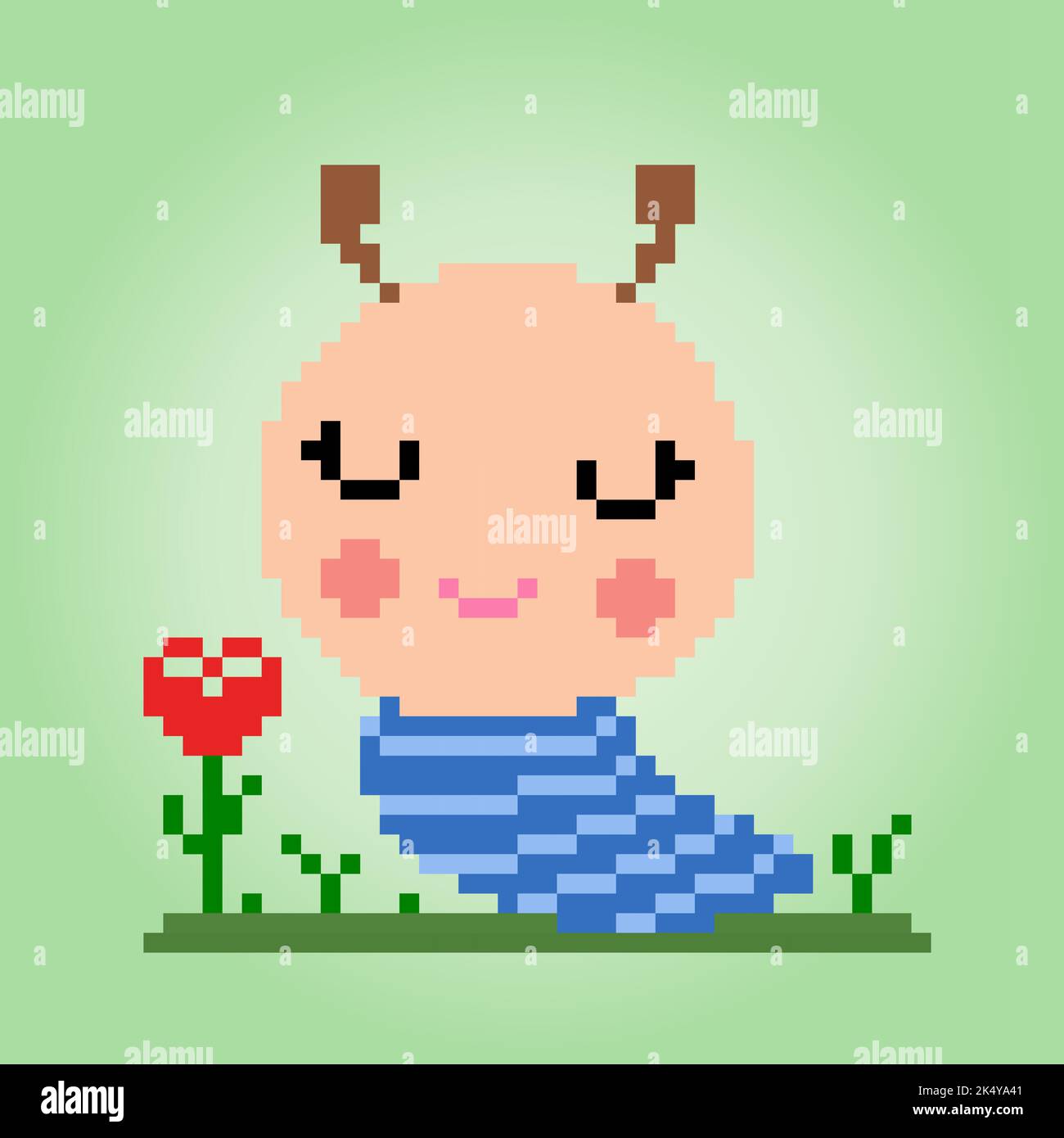Caterpillar pixel 8 bits. Animaux pour les ressources de jeu dans l'illustration vectorielle. Illustration de Vecteur