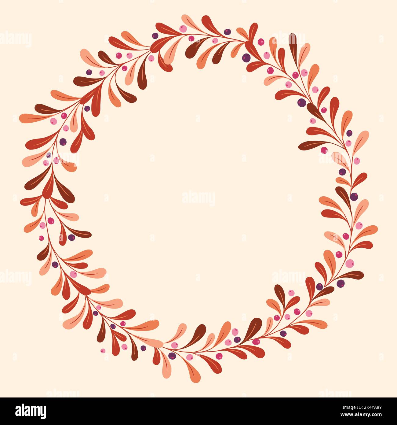 Cadre rond pour couronne de fleurs et baies de la forêt sauvage d'automne Illustration de Vecteur