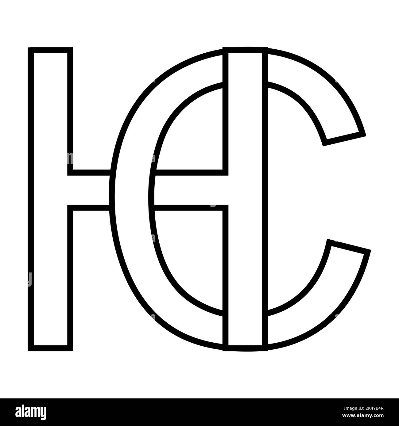 Logo signe hc ch icon, nft lettres entrelacées c h Illustration de Vecteur