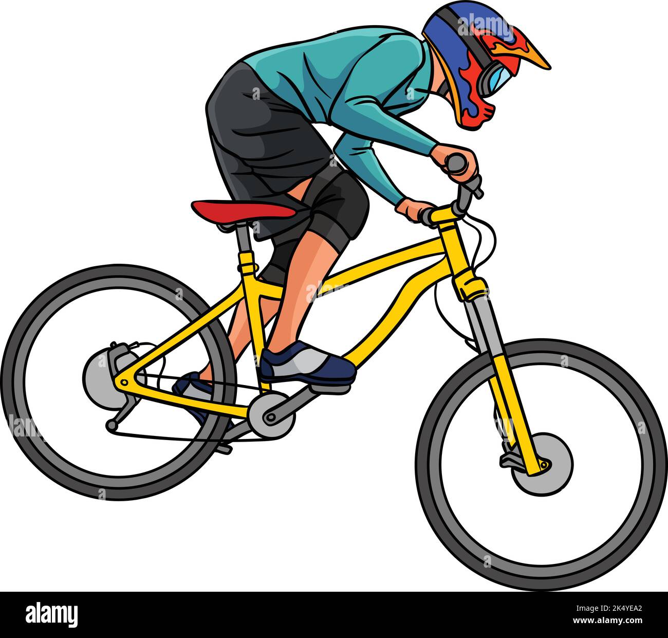 Mountain Biker Cartoon coloré Clipart Illustration de Vecteur