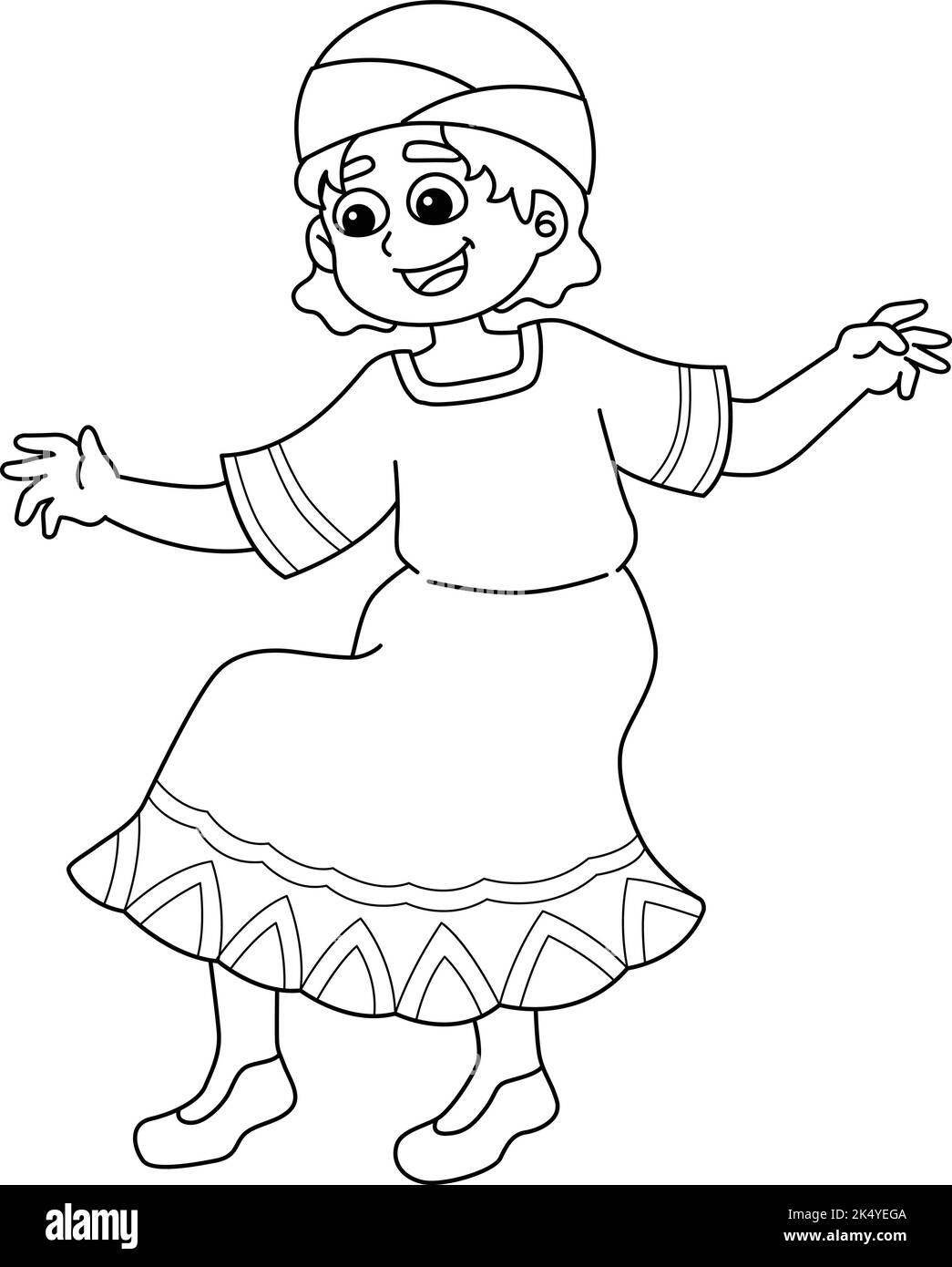 Kwanzaa Girl jouant Isolated coloriage page Illustration de Vecteur