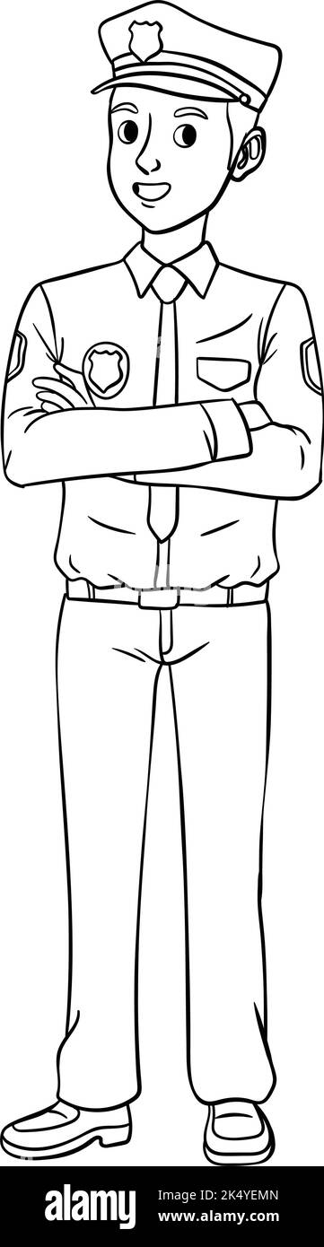 Page de coloriage isolée de policeman pour enfants Illustration de Vecteur