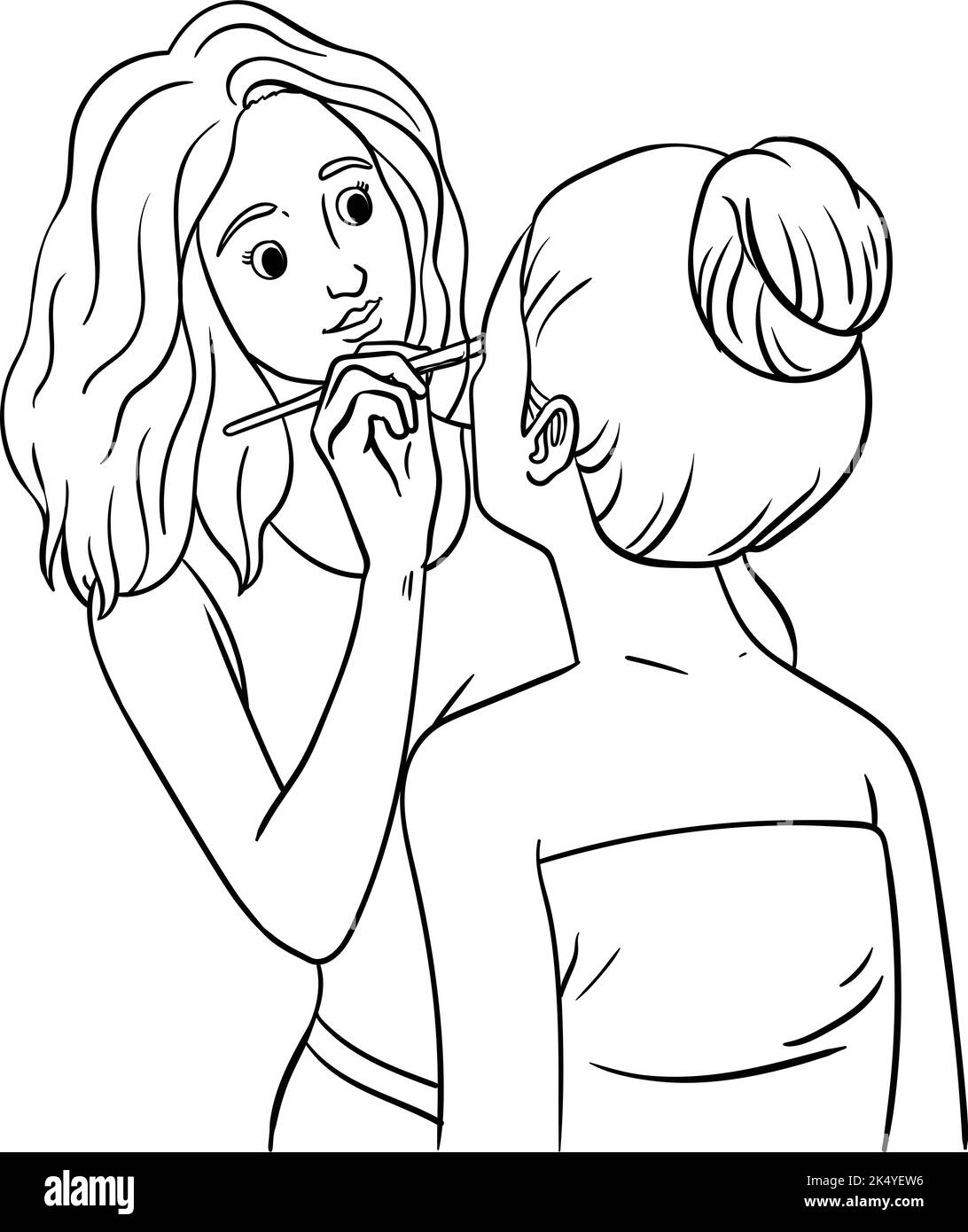 Page de coloriage isolée d'artiste de maquillage pour enfants Illustration de Vecteur