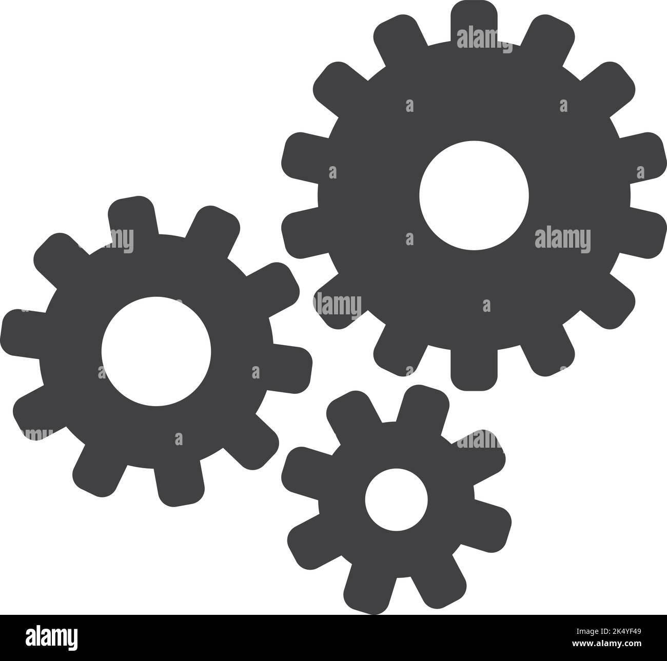 Icône Gears noire. Symbole de processus. Signe de roue COG Illustration de Vecteur