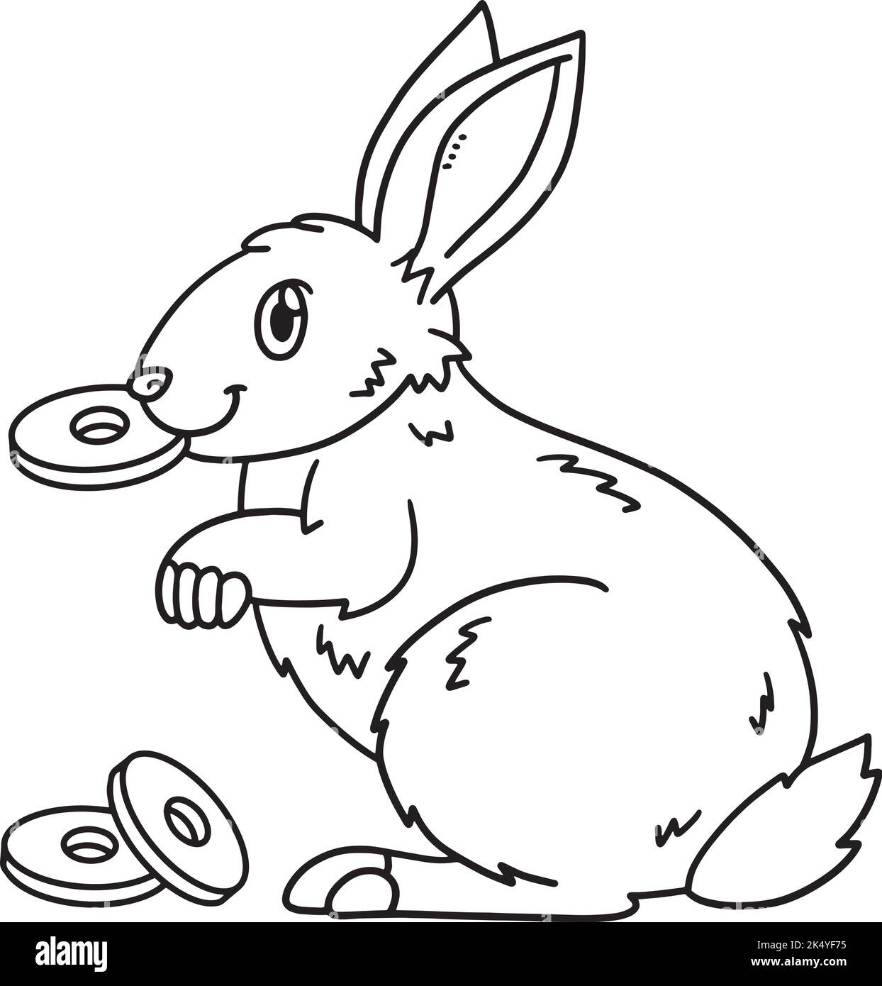 Page de coloriage isolée de pièce de morsure de lapin pour enfants Illustration de Vecteur