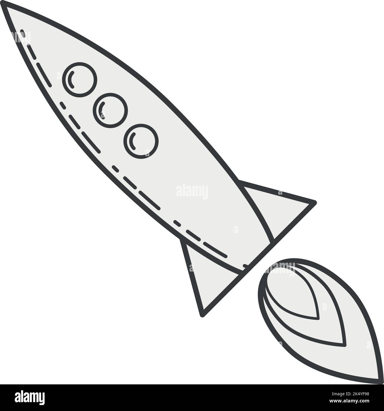 Icône fusée. Vaisseau spatial volant en ligne noire Illustration de Vecteur