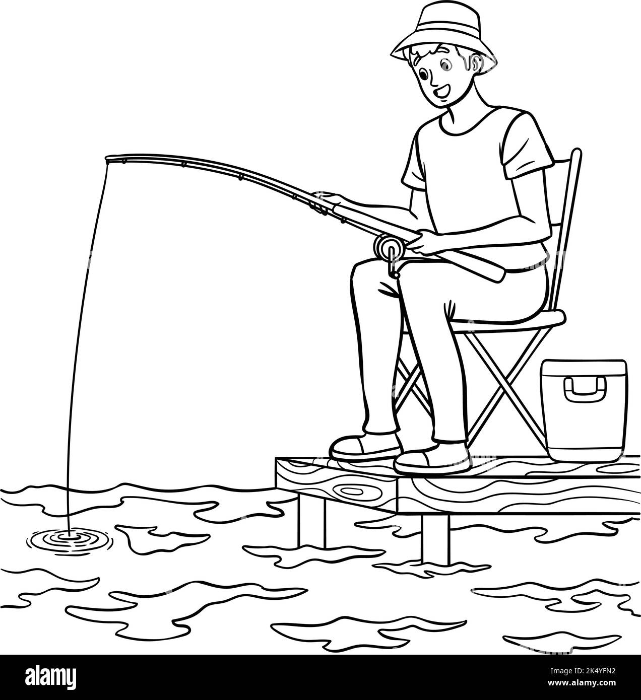 Page de coloriage isolée pour la pêche pour les enfants Illustration de Vecteur