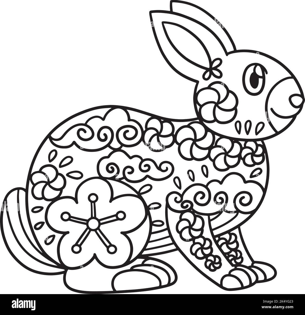 Page de coloration isolée Mandala de lapin Illustration de Vecteur