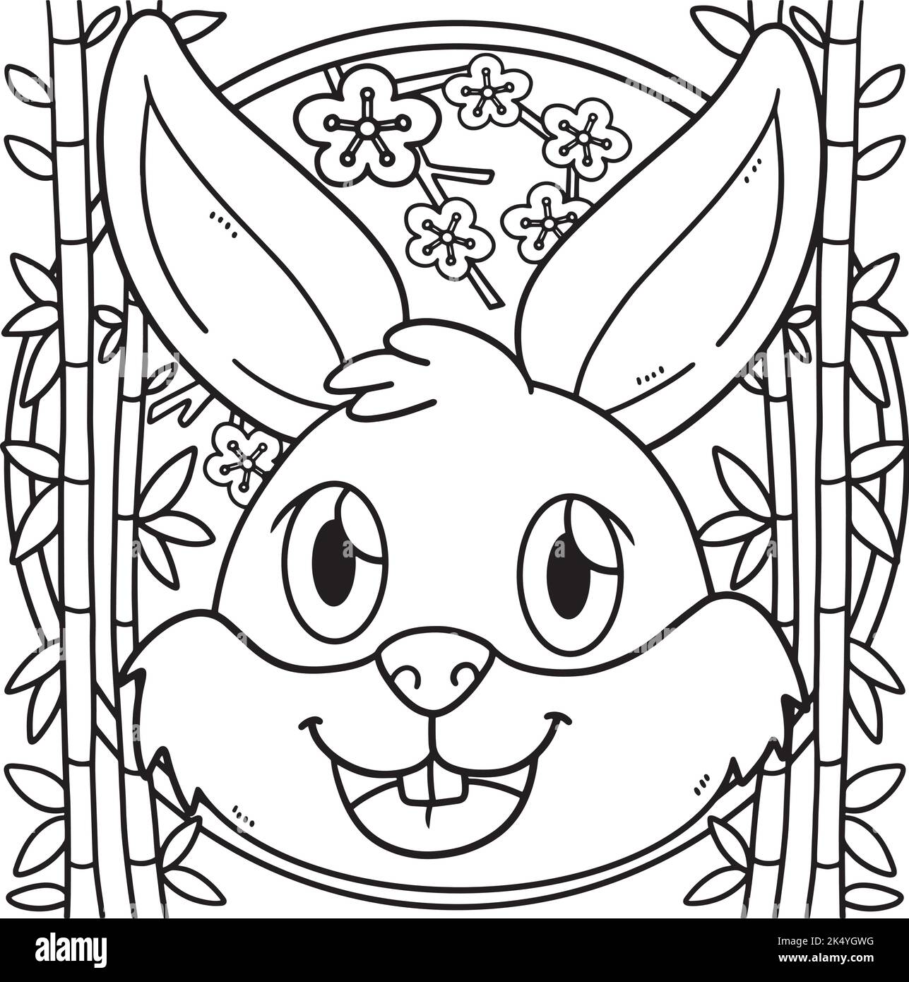 Lapin tête année de la page de coloration de lapin Illustration de Vecteur