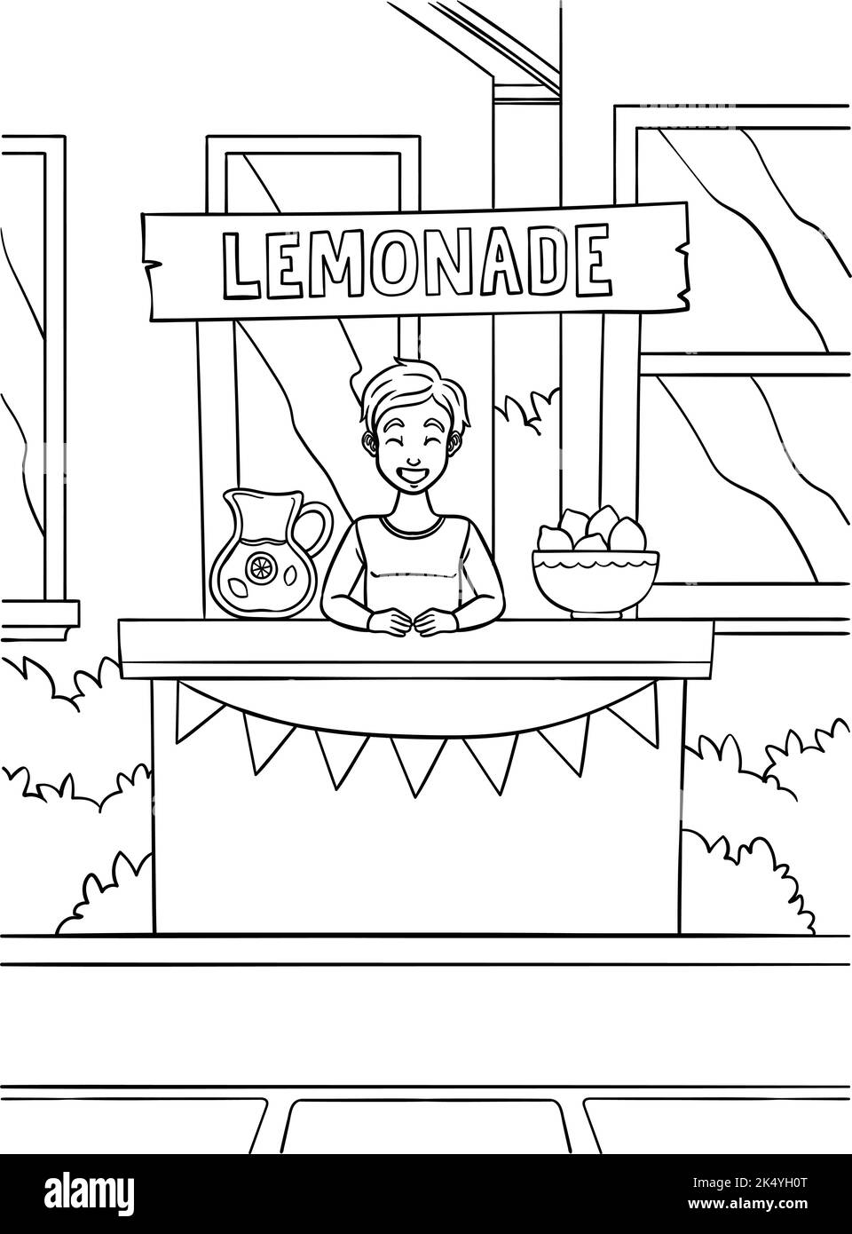 Page de coloriage du fournisseur de jus de limonade pour les enfants Illustration de Vecteur
