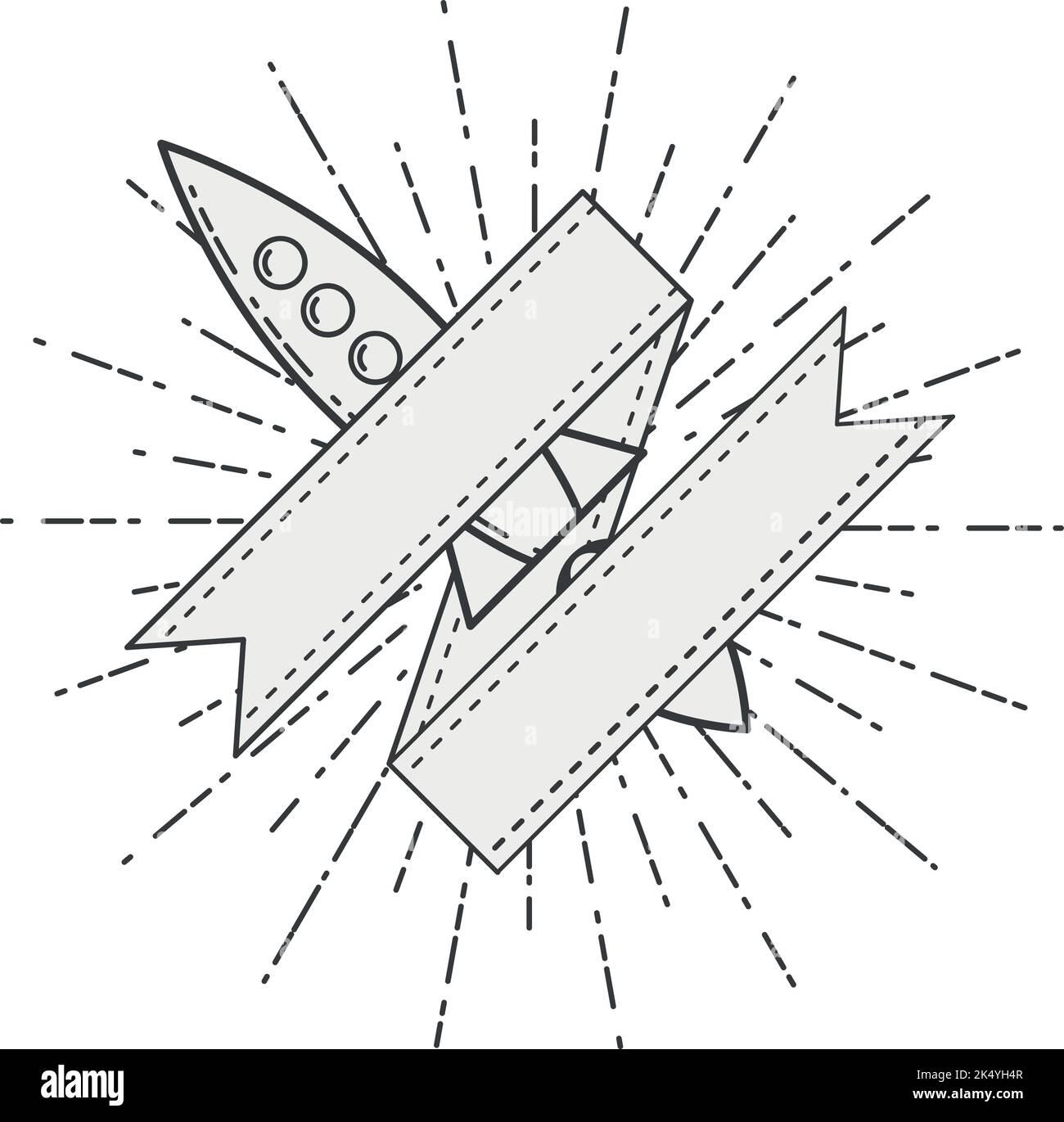 Étiquette rétro avec fusée volante. Écusson vintage éclatant Illustration de Vecteur