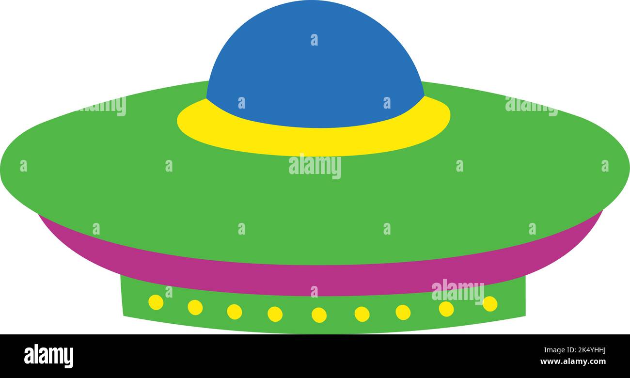 Icône vaisseau spatial extraterrestre. OVNI vert. Symbole d'exploration spatiale Illustration de Vecteur
