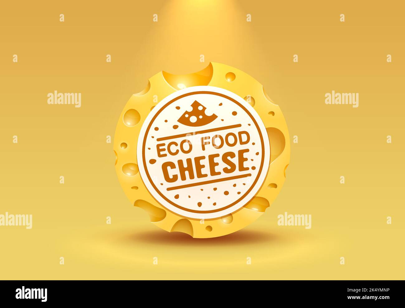 Affiche d'éco-nourriture avec étiquette de fromage, produit de menu de bannière. Illustration vectorielle Illustration de Vecteur