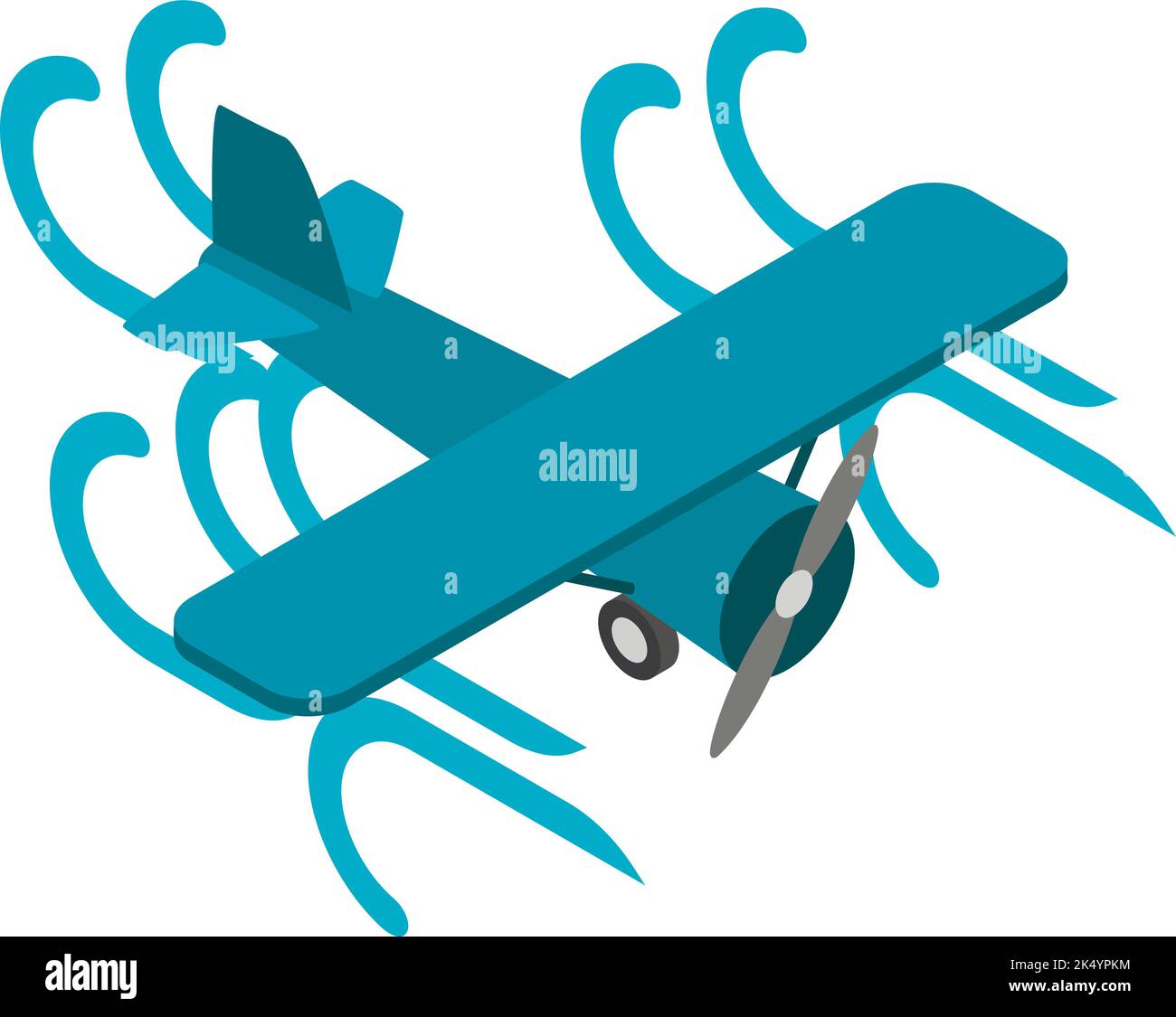 Icône d'avion Propeller vecteur isométrique. Icône avion bleu volant dans le flux d'air. Avion rétro, transport aérien Illustration de Vecteur