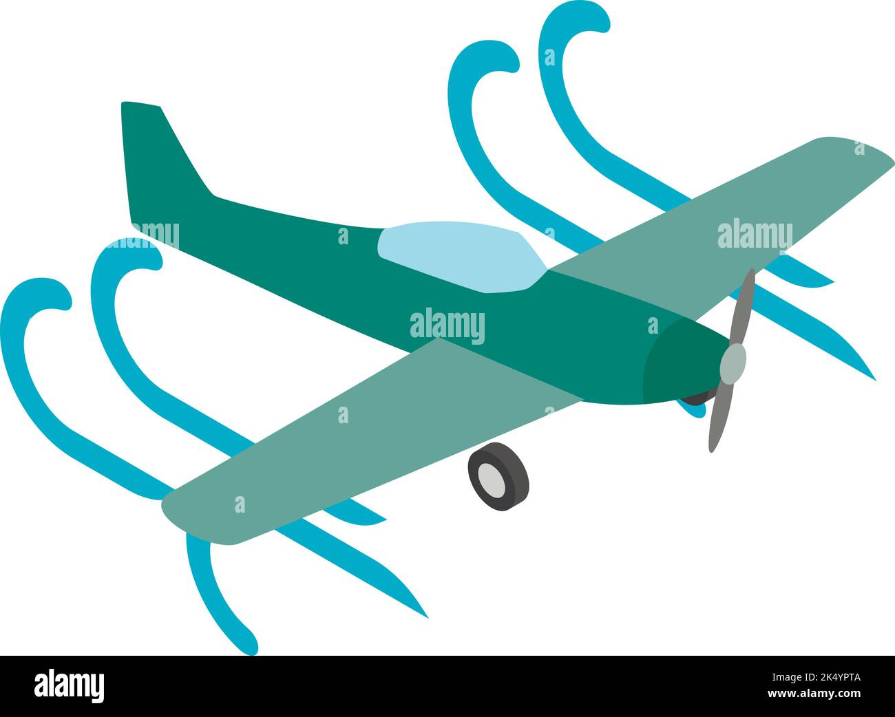 Icône de plan d'hélice vecteur isométrique. Icône avion vert volant dans le flux d'air. Transport aérien, avion léger, petit avion privé Illustration de Vecteur