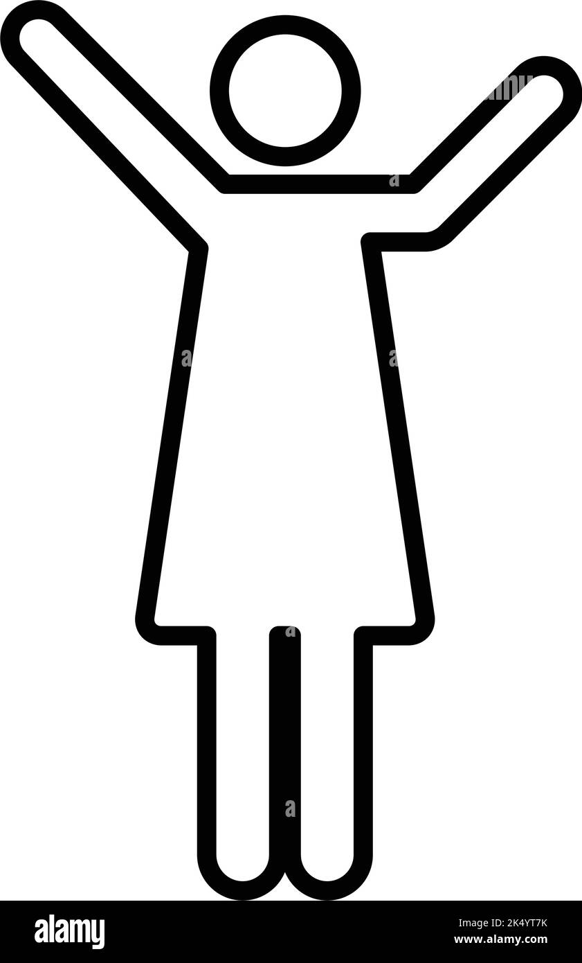 Femme bras levés icône vecteur femelle personne à mains ouvertes dans une illustration de pictogramme de glyphe Illustration de Vecteur