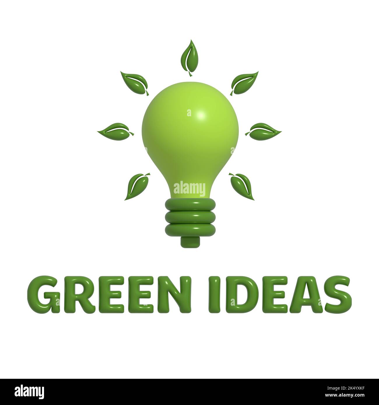 Concept des idées vertes, les idées environnementales laissent autour d'une ampoule verte, innovation, invention, conception, production efficace pour réduire les déchets et imp Banque D'Images