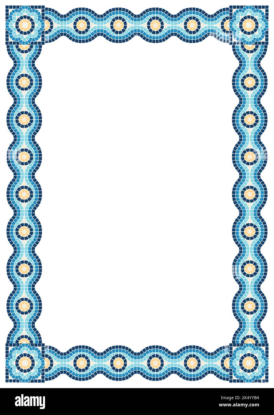 Cadre en mosaïque antique. Décoration décorative en pierre antique. Illustration de Vecteur