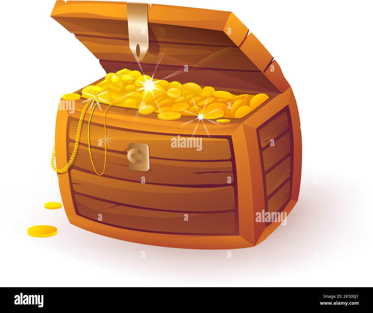 Ouvrez Treasure Chest avec l'icône Pirate Gold Gaming Illustration de Vecteur
