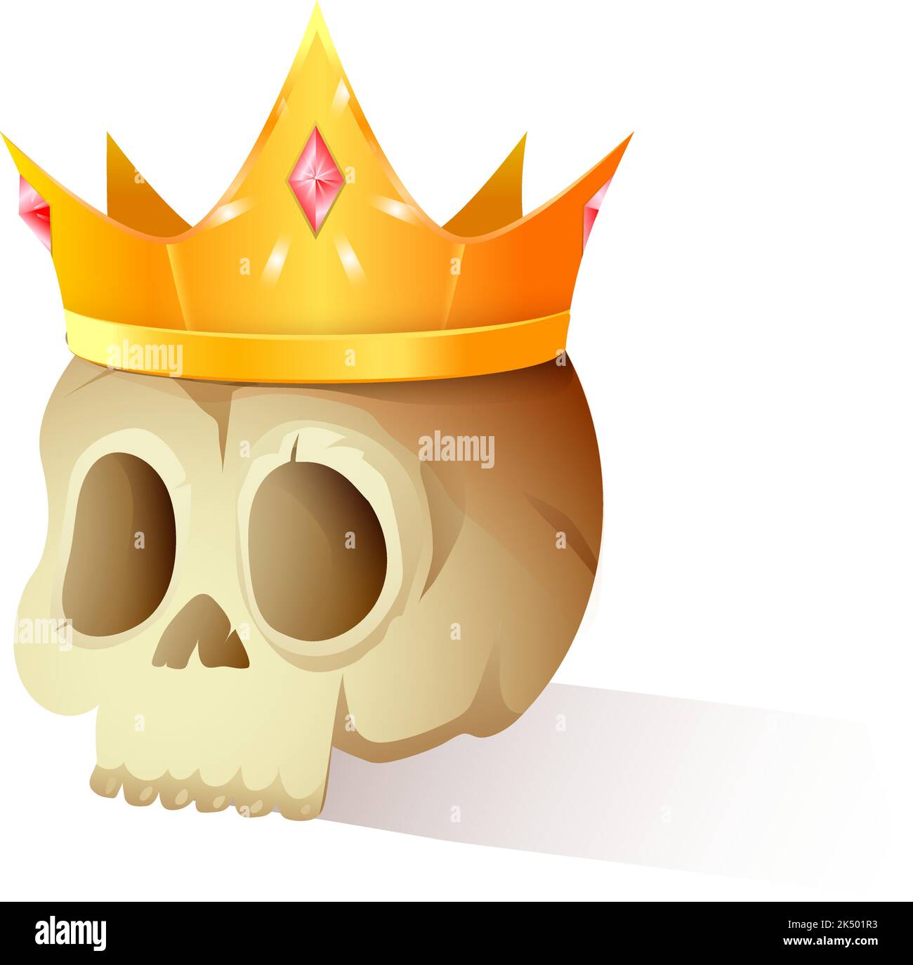 King Skull portant la Golden Crown Gaming Clipart Illustration de Vecteur