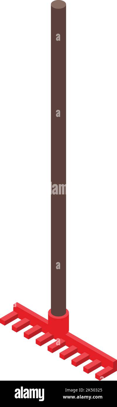 Vecteur isométrique de l'icône du râteau de ferme. Champ sec. Pile de blé Illustration de Vecteur