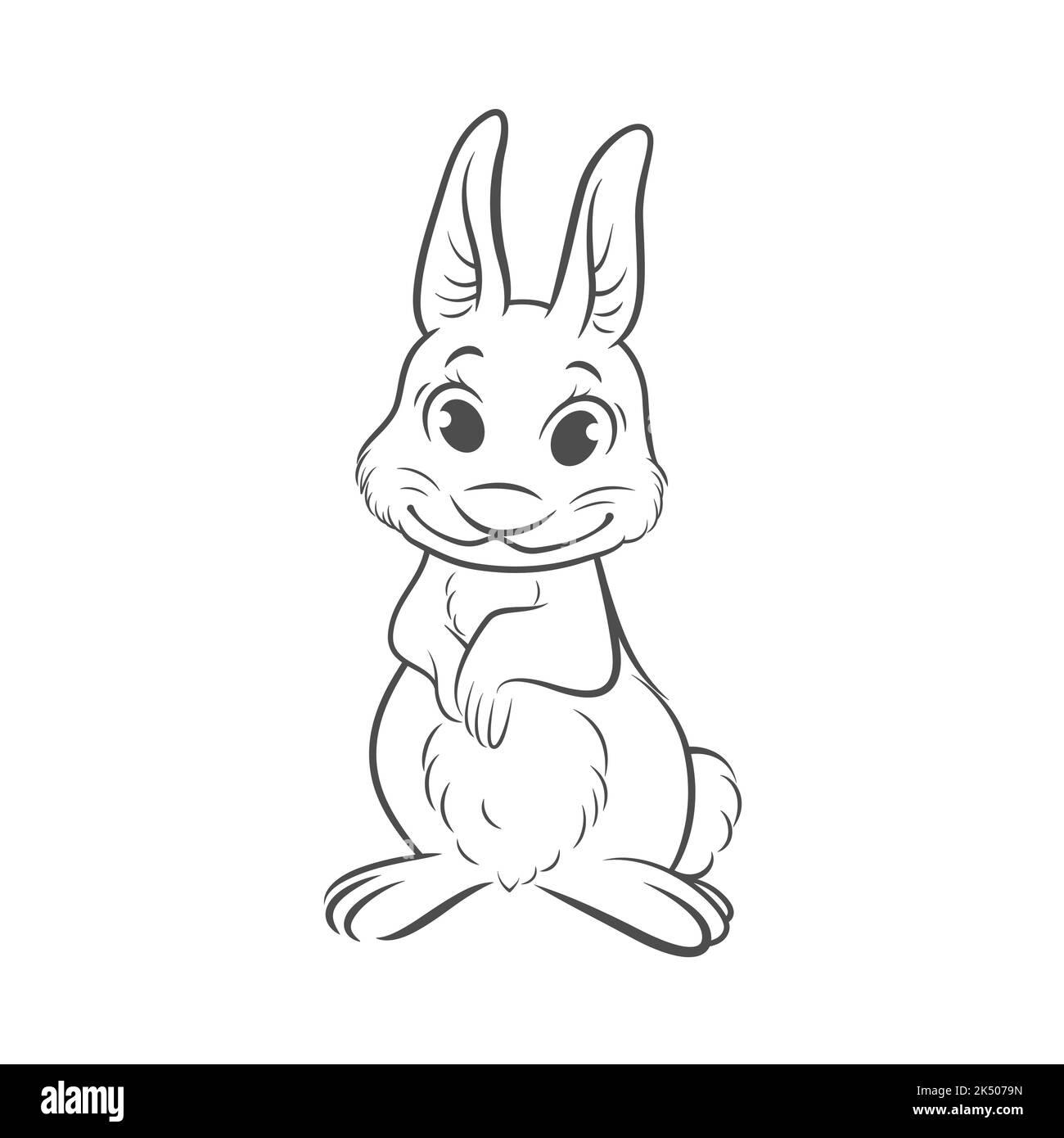 Lapin mignon et drôle Vector, Lièvre Art. Lapin icône, modèle de création pour Pâques, carte du nouvel an 2023 chinois oriental, affiche, imprimé T-shirt, enfants Illustration de Vecteur