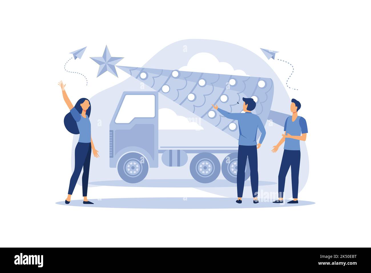 joyeux noël et nouvelle année. Pick-up vintage avec arbre de Noël dans le coffre. Rétro voiture de noël vecteur plat dessin moderne Illustration de Vecteur