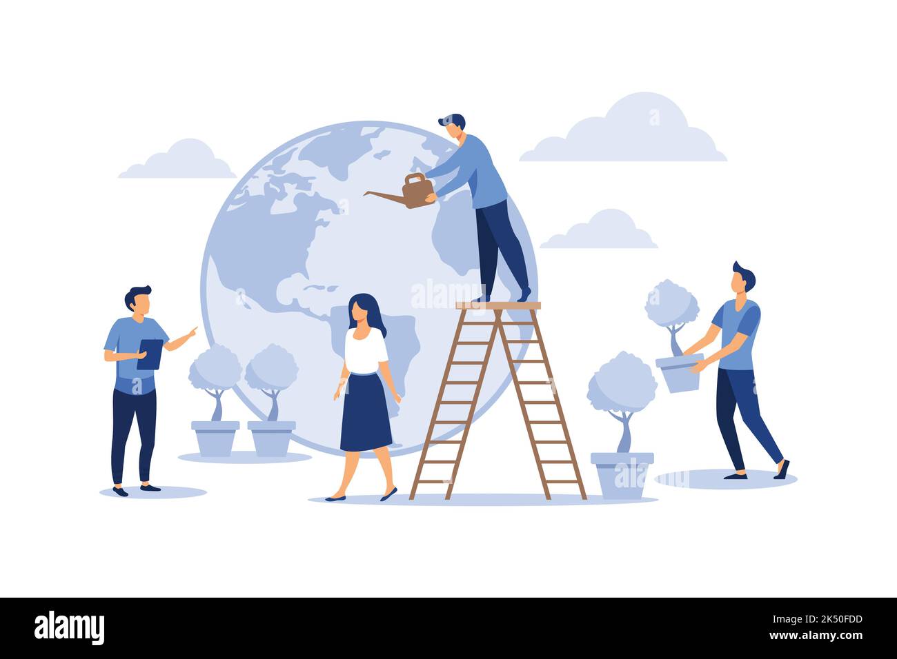 Illustration moderne et plate de style dessin animé Mother Earth Day Illustration de Vecteur