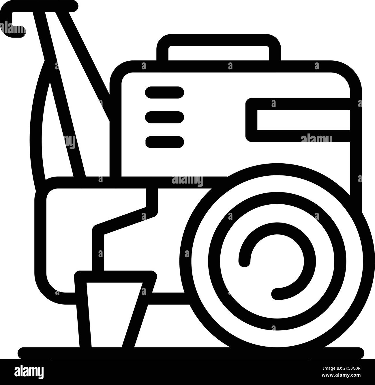 Vecteur de contour de l'icône de la machine agricole. Cultivateur agricole. Herbe Illustration de Vecteur