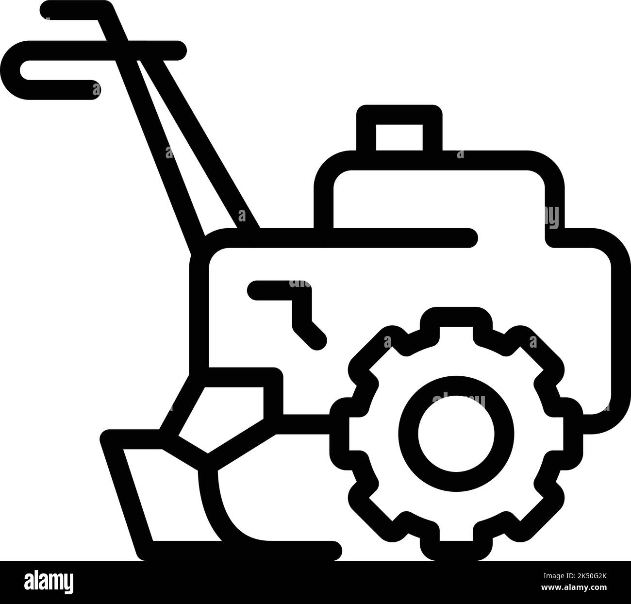 Vecteur de contour de l'icône du Multicultor. Machine agricole. Moissonneuse-batteuse à coupe-bordure Illustration de Vecteur