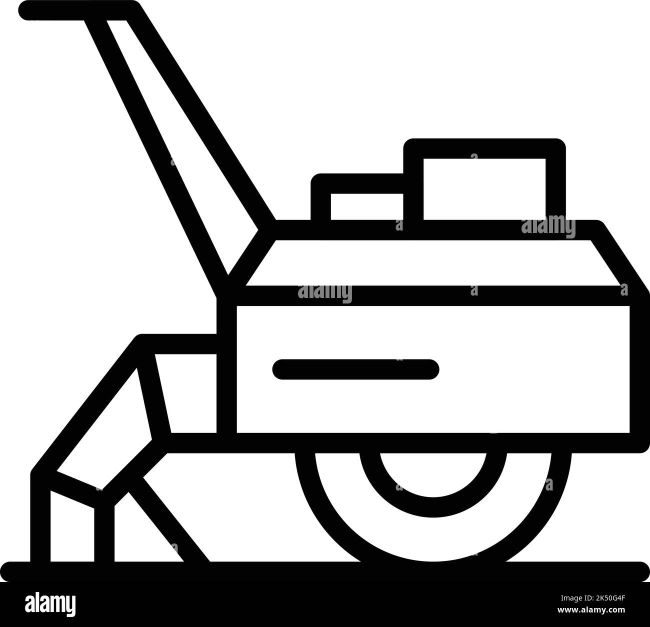 Vecteur de contour d'icône de machine à gazon. Machine agricole. Moissonneuse-batteuse à timon Illustration de Vecteur