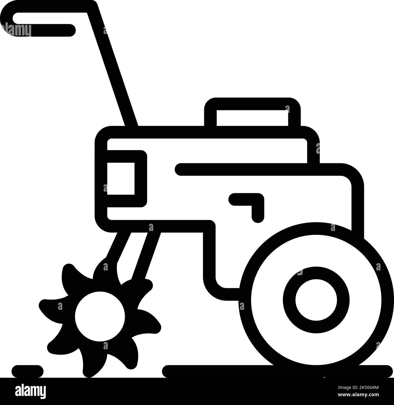 Vecteur de contour de l'icône du cultivateur de jardin. Équipement de la moissonneuse-batteuse. Jardin fermier Illustration de Vecteur