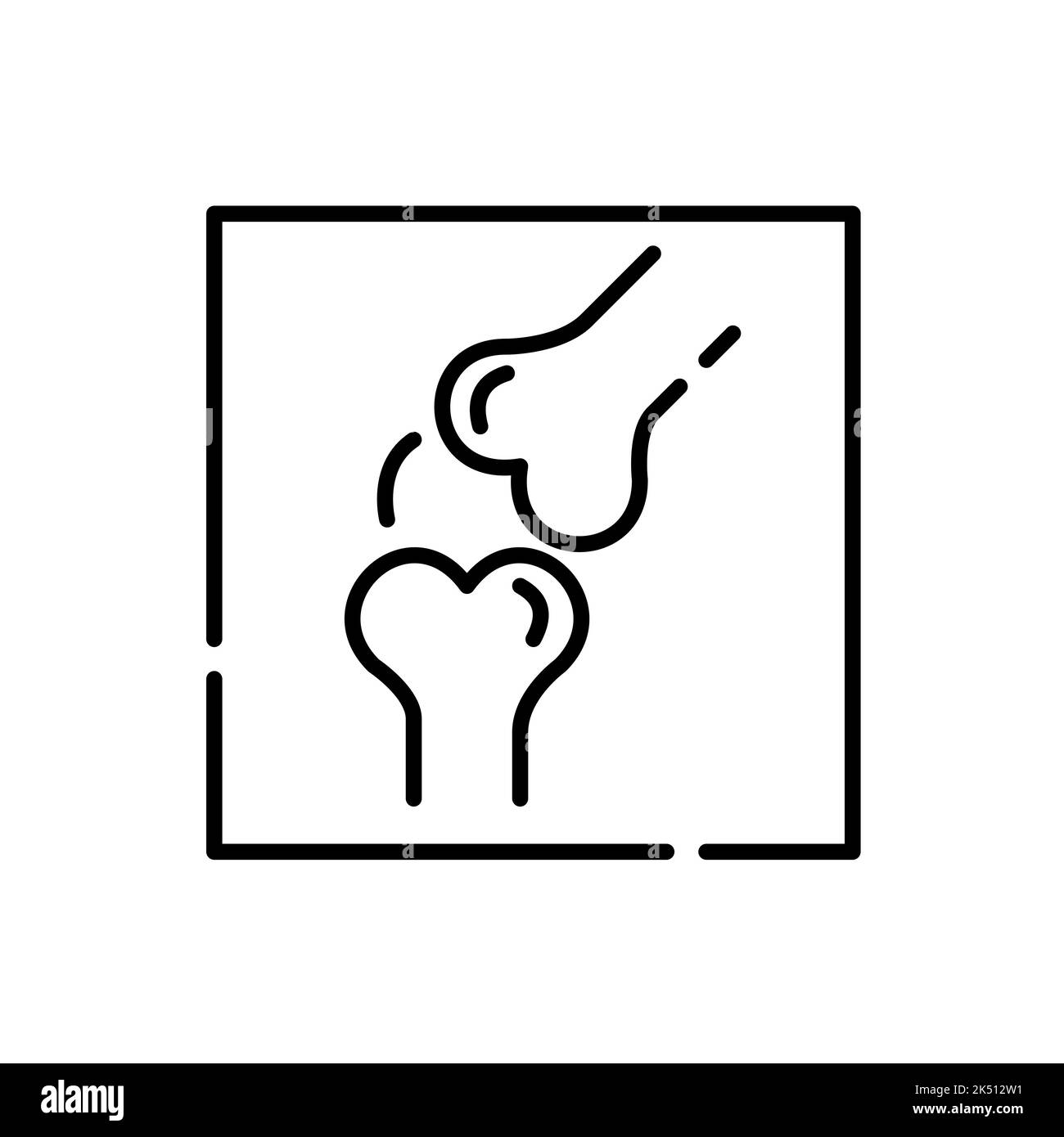 Radiographie osseuse de l'articulation du genou. Imagerie médicale radiologique. Pixel parfait, contour modifiable Illustration de Vecteur