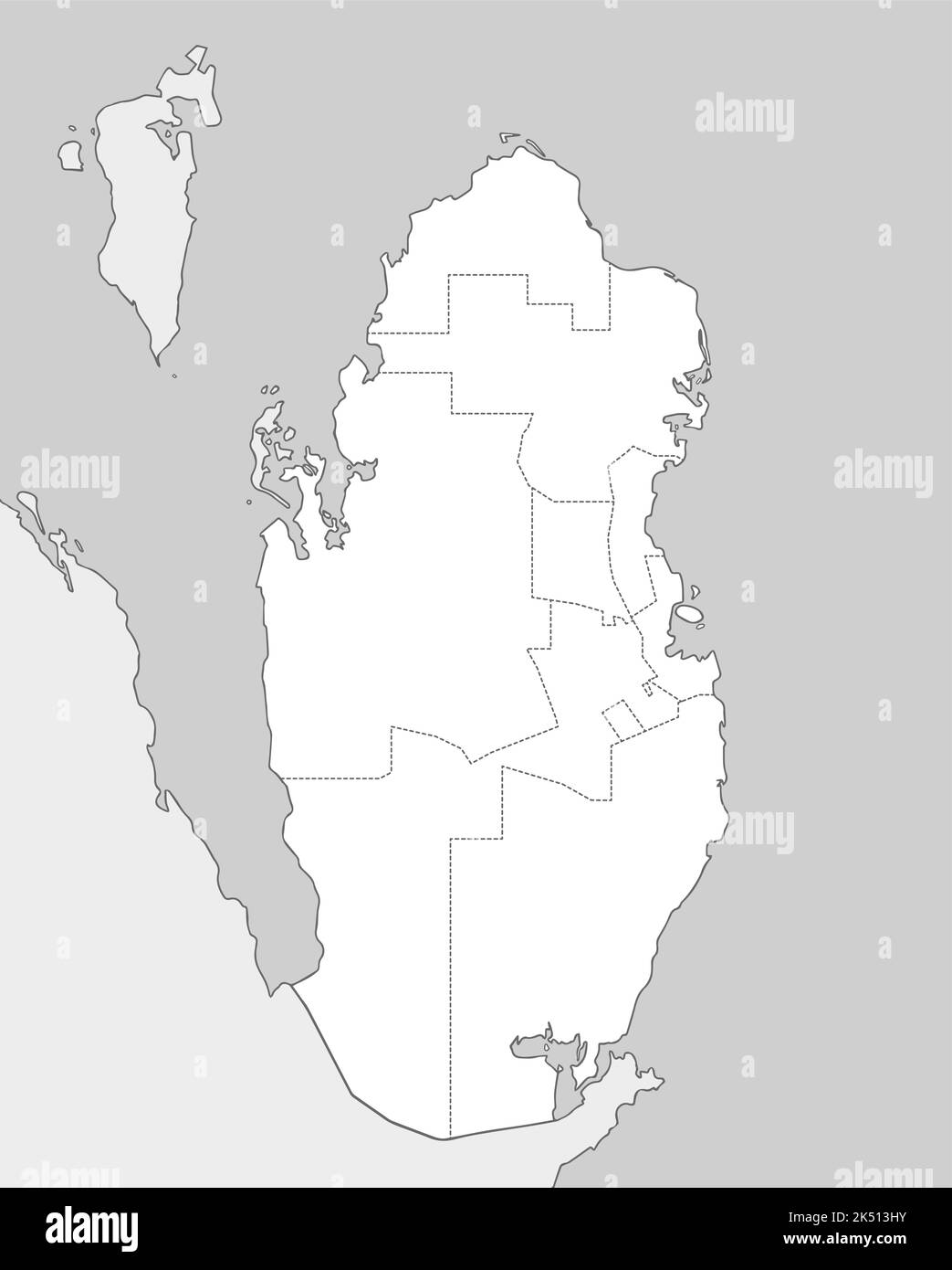 Illustration de la carte des divisions administratives du Qatar ( pas de texte ) Illustration de Vecteur