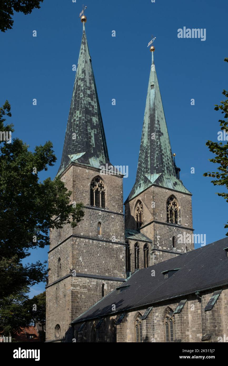 Quedlinburg ville classée au patrimoine de l'UNESCO en Basse-Saxe , Allemagne Banque D'Images