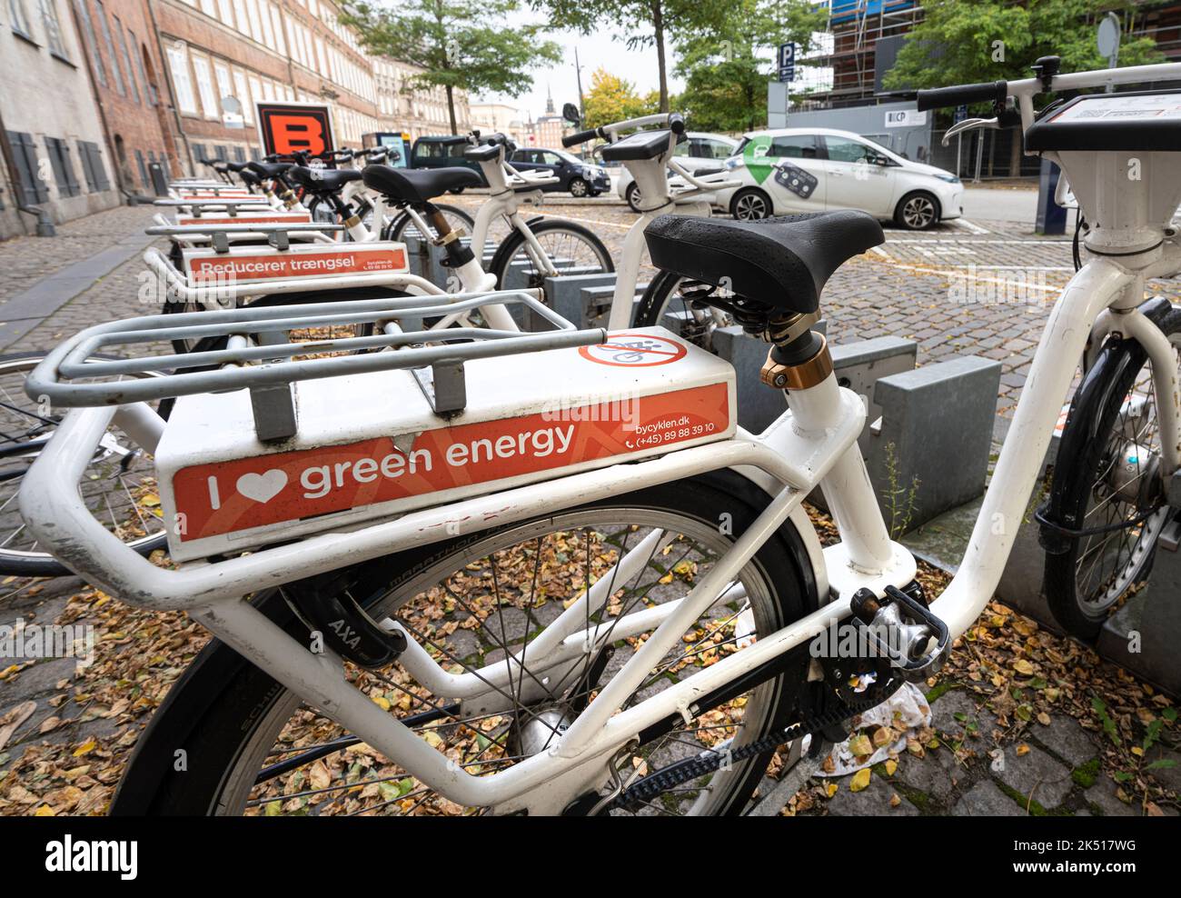 Copenhague, Danemark. Octobre 2022. location de vélos électriques dans le centre-ville Banque D'Images