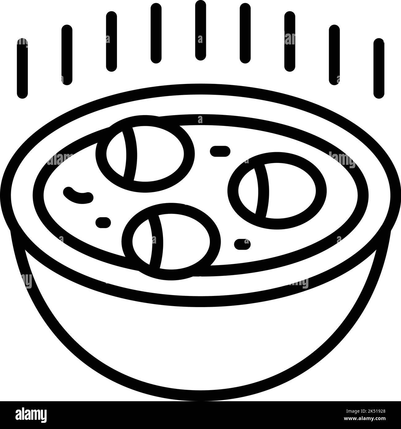 Vecteur de contour de l'icône de soupe chaude. Assiette à vaisselle. Nourriture caraïbes Illustration de Vecteur