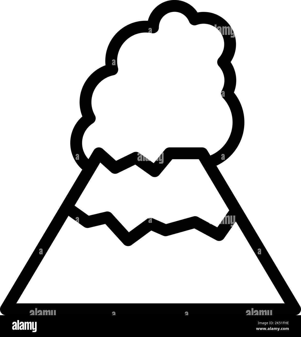Vecteur de contour d'icône Vulcano. Magma du feu. Géologie de la terre Illustration de Vecteur