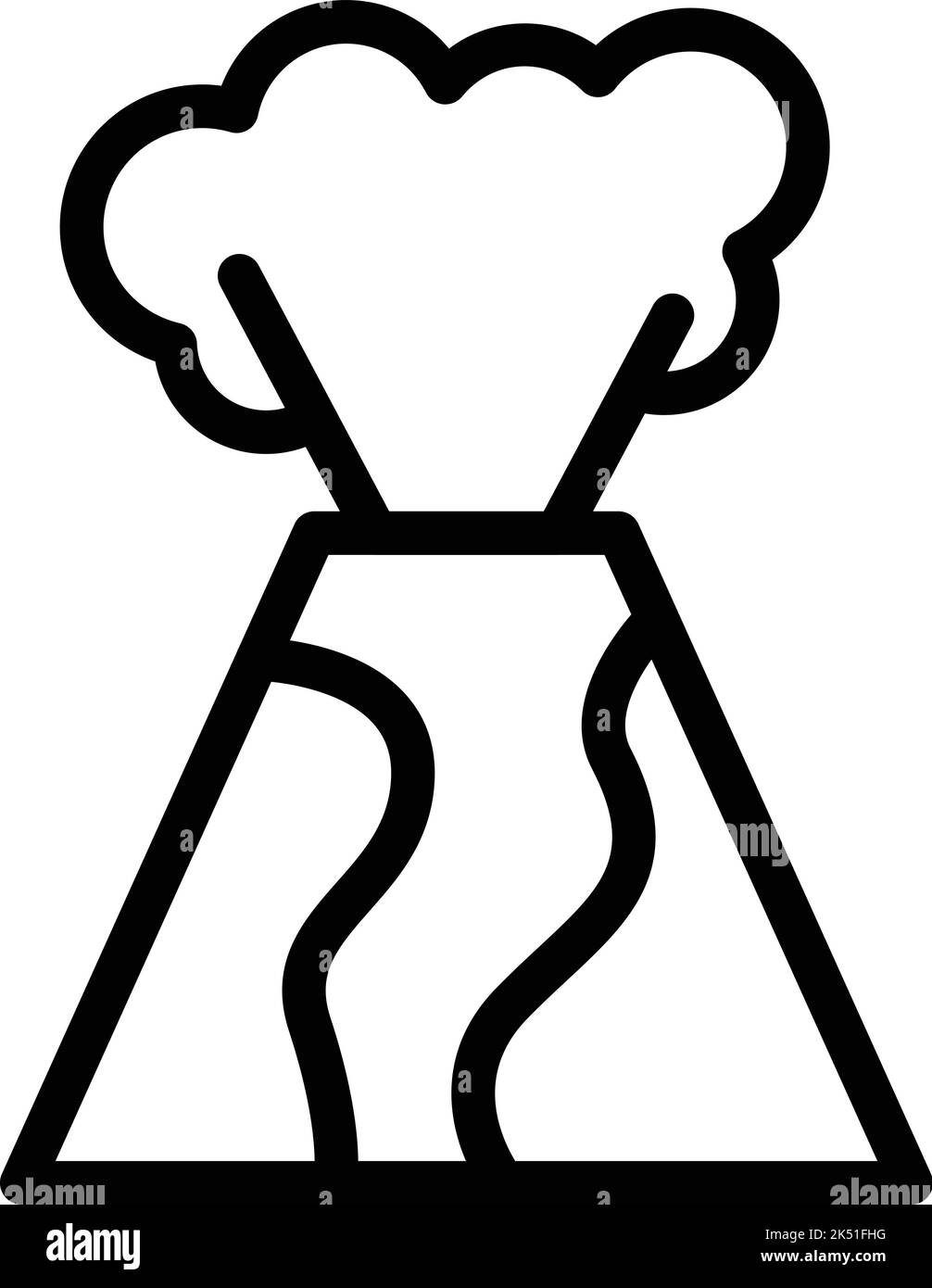 Vecteur de contour de l'icône du volcan Hill. Cratère insulaire. La science éclate Illustration de Vecteur