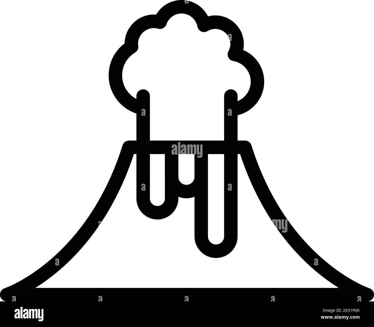 Vecteur de contour d'icône de volcan en feu. Incendie de magma. Géologie de Vulcano Illustration de Vecteur