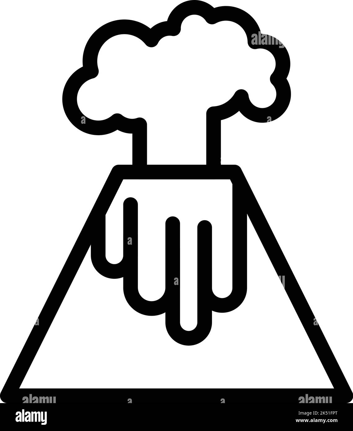 Vecteur de contour de l'icône du volcan de la forêt. Magma lave. Volcan de montagne Illustration de Vecteur